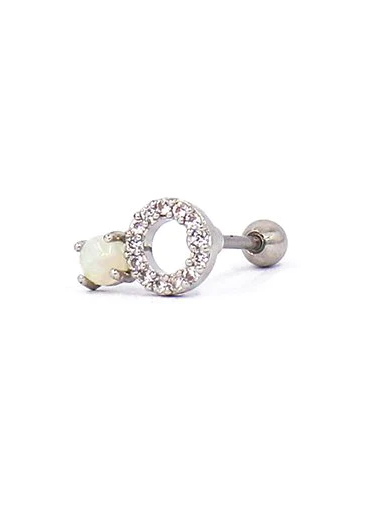 Elegant mini earring ART955 in silver color with rhinestones, showcasing its stylish design and quality craftsmanship.