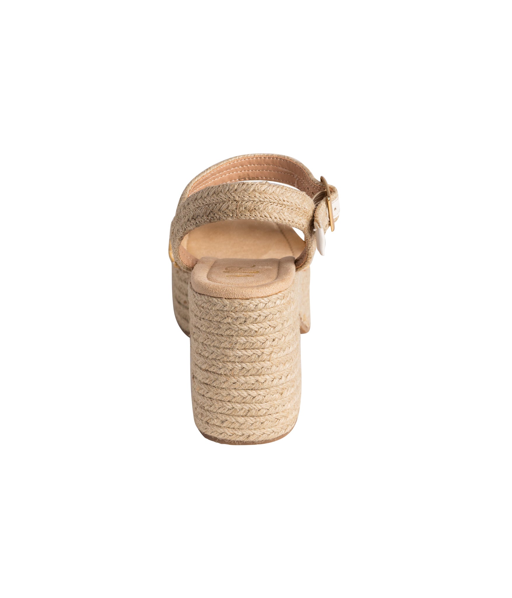 Elise Wedge in Off White featuring a single toe strap and adjustable ankle strap, showcasing a stylish design with a padded footbed.