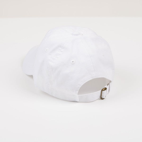 Embroidered canvas hat featuring a colorful rainbow heart design, perfect for adults.