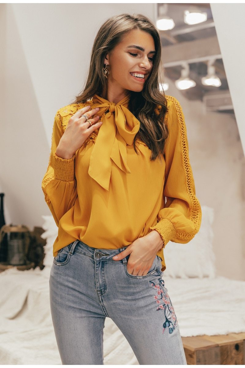 Embroidery Long Sleeve Summer Spring Hollow Out top featuring a turtleneck and lace decoration, perfect for casual wear.