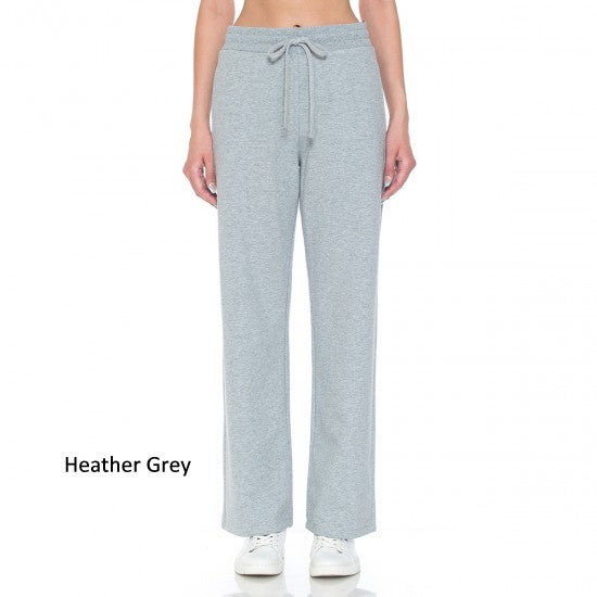 A pair of French Terry High Waist Wide Leg Pants in a stylish color, showcasing the ribbed waistband and wide leg design.