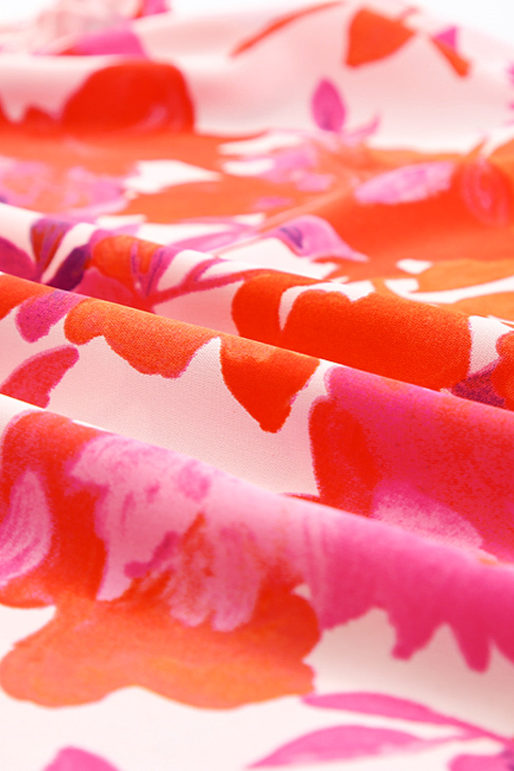 Frill Neck Floral Plus Size Blouse featuring a vibrant floral print, frill neck, and ruffle tiered sleeves, perfect for stylish comfort.