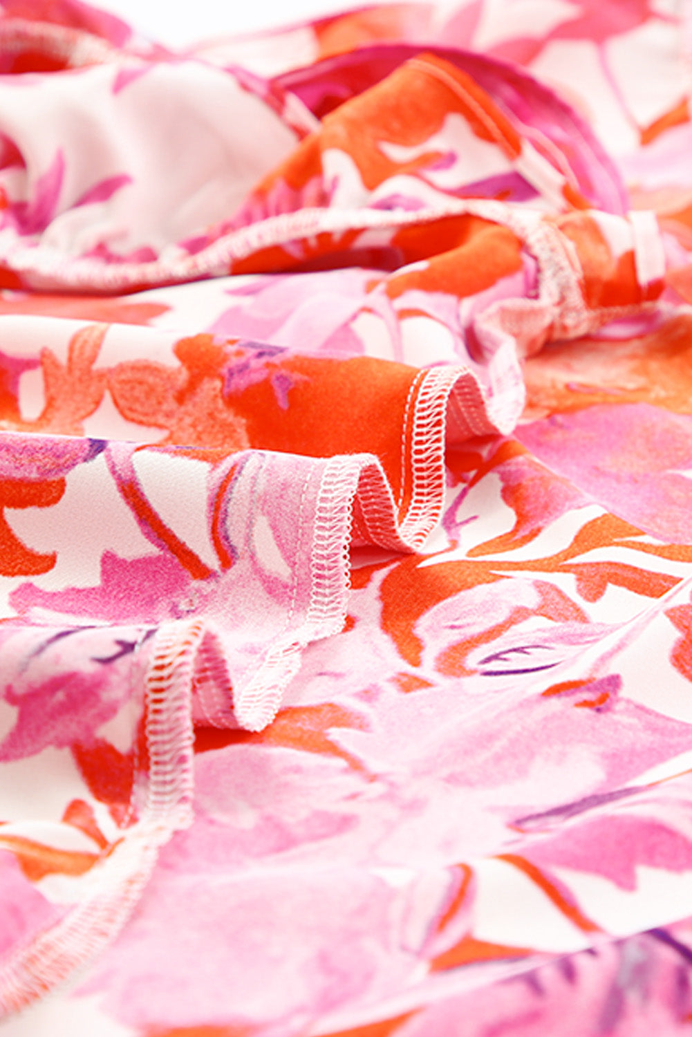 Frill Neck Floral Plus Size Blouse featuring a vibrant floral print, frill neck, and ruffle tiered sleeves, perfect for stylish comfort.