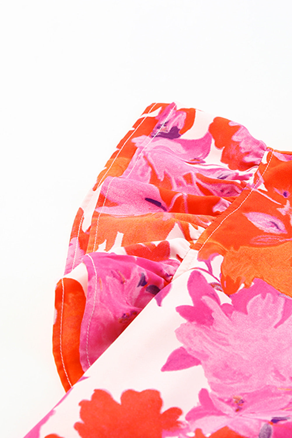 Frill Neck Floral Plus Size Blouse featuring a vibrant floral print, frill neck, and ruffle tiered sleeves, perfect for stylish comfort.