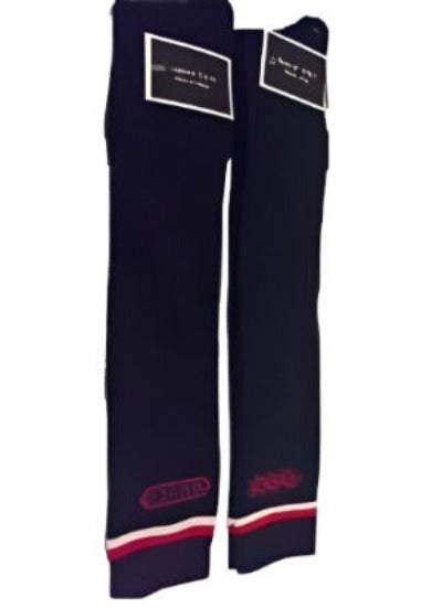 Cozy GG High Knee Socks in a stylish design, perfect for warmth and comfort, resting just below the knee.