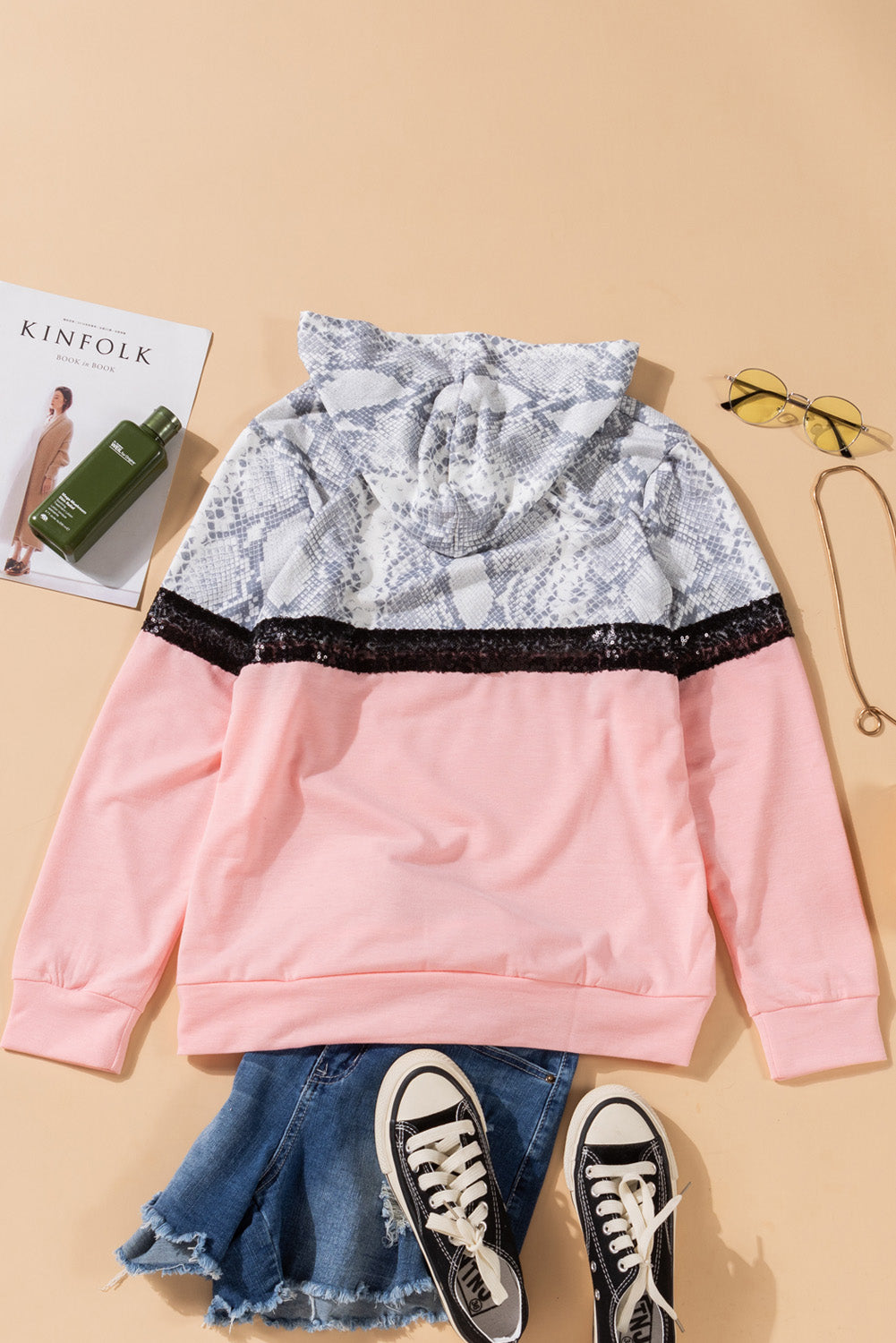 Girls Animal Print Sequined Hoodie featuring vibrant colors and stylish design, perfect for ages 4-13.