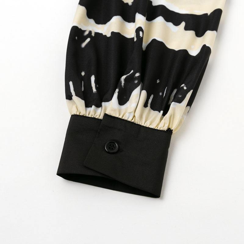 Glamaker Irregular Stripe Print Long Dress featuring an asymmetrical design, empire waist, and full sleeves, perfect for autumn wear.