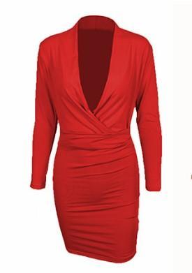 Glamaker Knitted V Neck Bodycon Dress featuring a high waist, long sleeves, and a mini length, perfect for autumn outings.