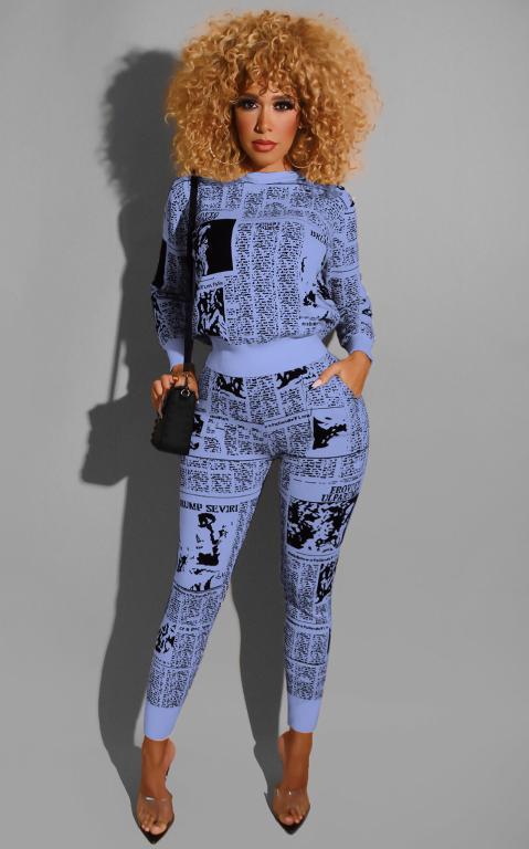Glamaker Letter Print Two Piece Loose Jumpsuit featuring a trendy letter design, made from soft polyester and cotton, perfect for casual streetwear.