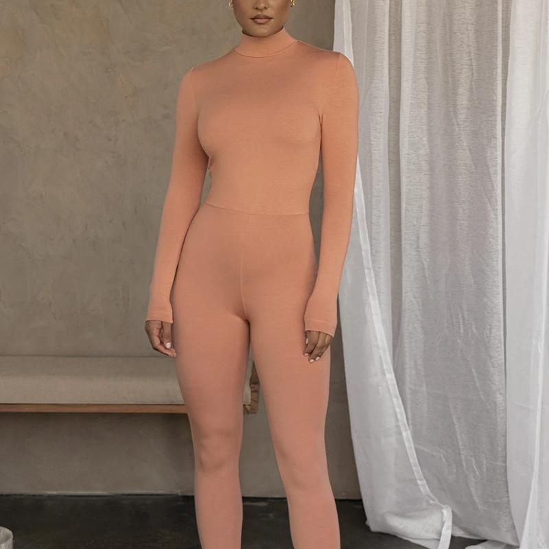 Glamaker Long Sleeve Bodycon Casual Jumpsuit Romper in a stylish design, showcasing its fitted silhouette and elegant long sleeves.