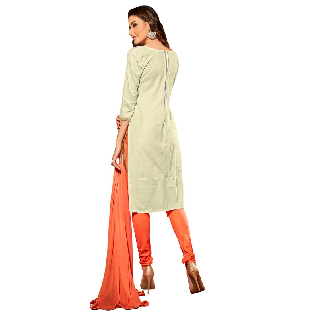 Woman in traditional attire, back view