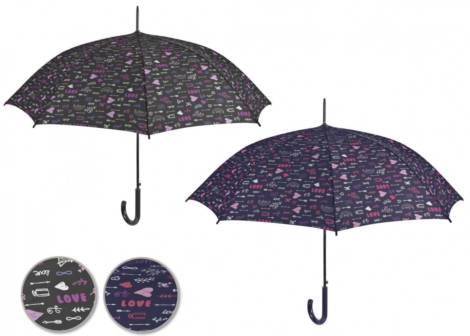 GOLF DEŽNIK - LOVE featuring a vibrant multicolored design, automatic opening mechanism, and durable construction.