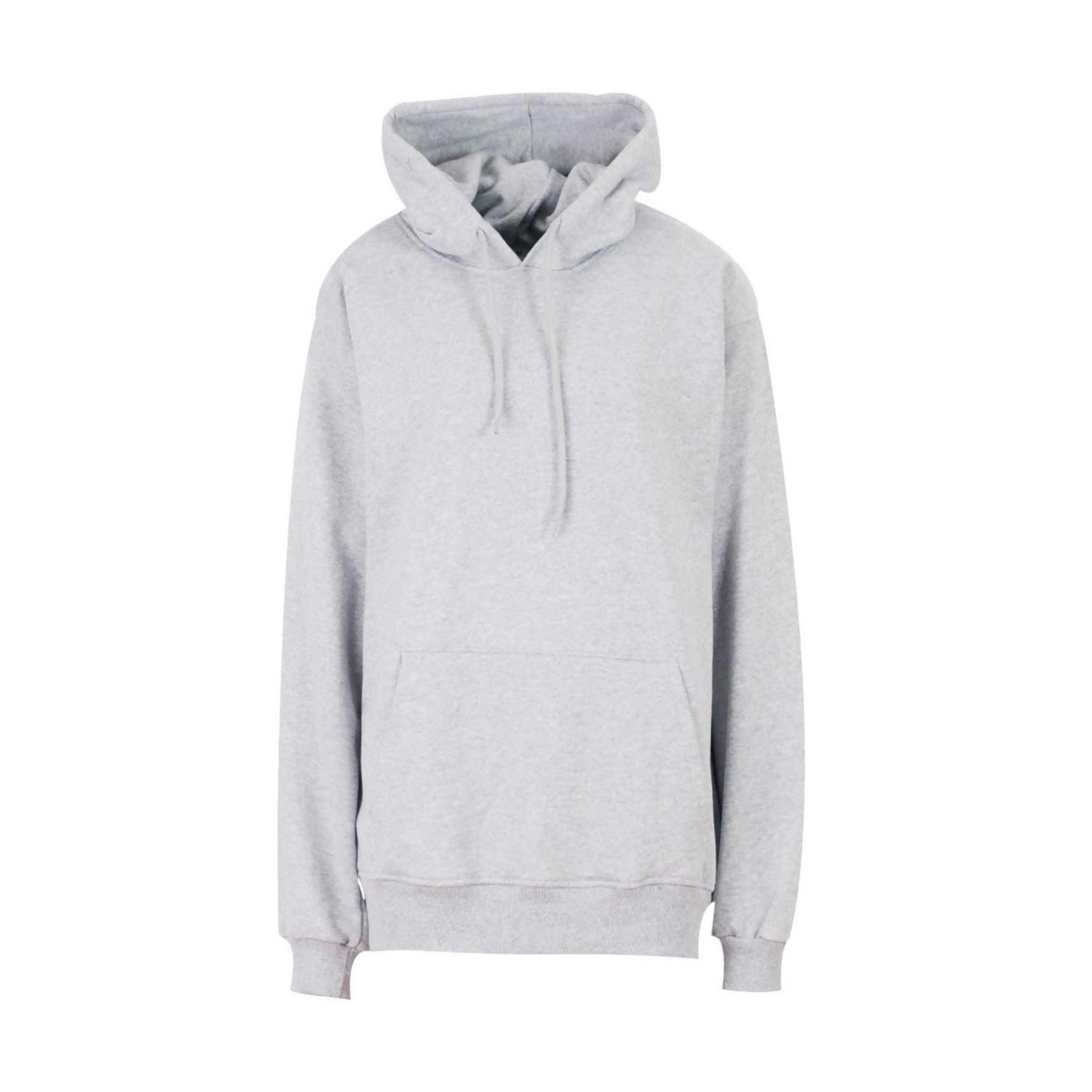 A stylish grey oversized boyfriend hoodie displayed on a mannequin, showcasing its relaxed fit and soft fabric.