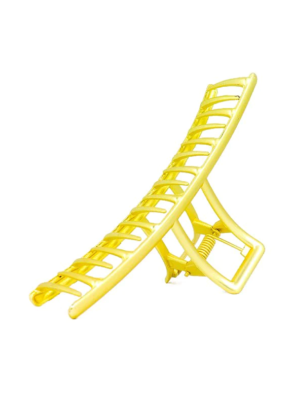 Elegant gold hair clip made from durable metal alloy, perfect for styling hair.