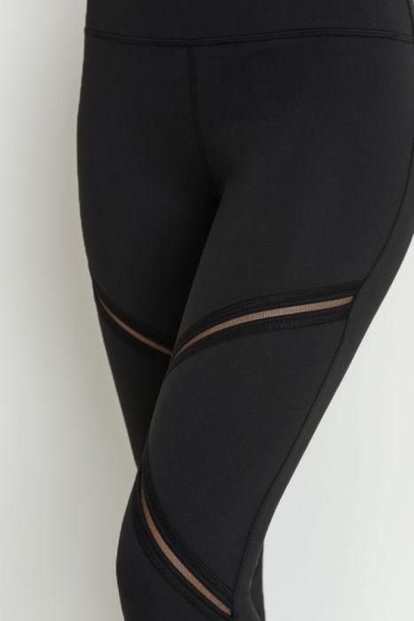 Highwaist Infinity Zig-Zag Mesh Full Leggings featuring a stylish criss-cross design and wide waistband for tummy control.