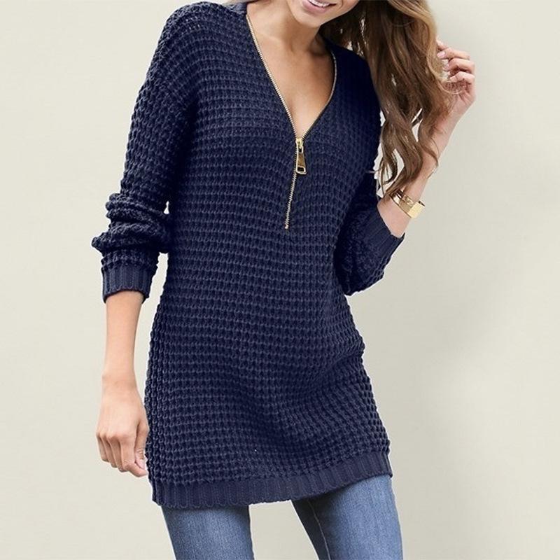 A stylish Hot Sexy V-neck Long Sleeve Knitted Dress for women, showcasing its elegant design and soft fabric, perfect for autumn and winter wear.