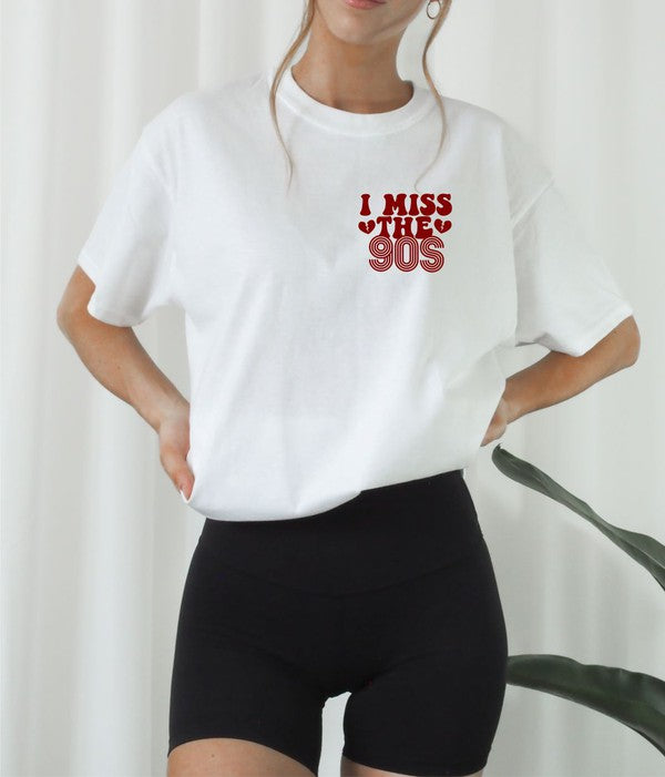 I Miss The 90s Softstyle Tee featuring a nostalgic logo on the back, made from 100% combed and ring spun cotton, suitable for unisex wear.