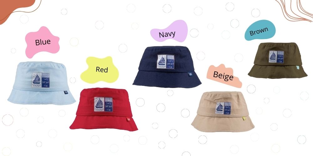 Infant to Toddler Bucket Hat featuring a Let's Dream Sea-Nautical Sailing Theme, designed for comfort and sun protection.