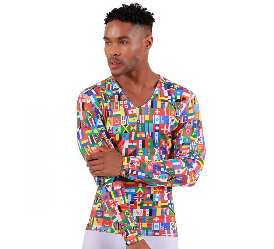 Insta Slim Big and Tall Flags Activewear Long Sleeve V-Neck shirt in various colors, showcasing its soft fabric and stylish design.