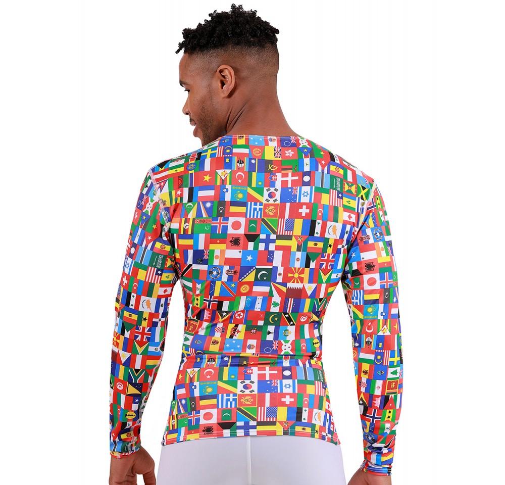 Insta Slim Big and Tall Flags Activewear Long Sleeve V-Neck shirt in various colors, showcasing its soft fabric and stylish design.