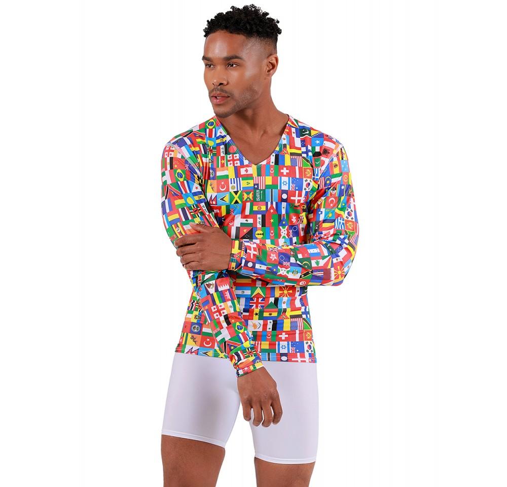 Insta Slim Big and Tall Flags Activewear Long Sleeve V-Neck shirt in various colors, showcasing its soft fabric and stylish design.