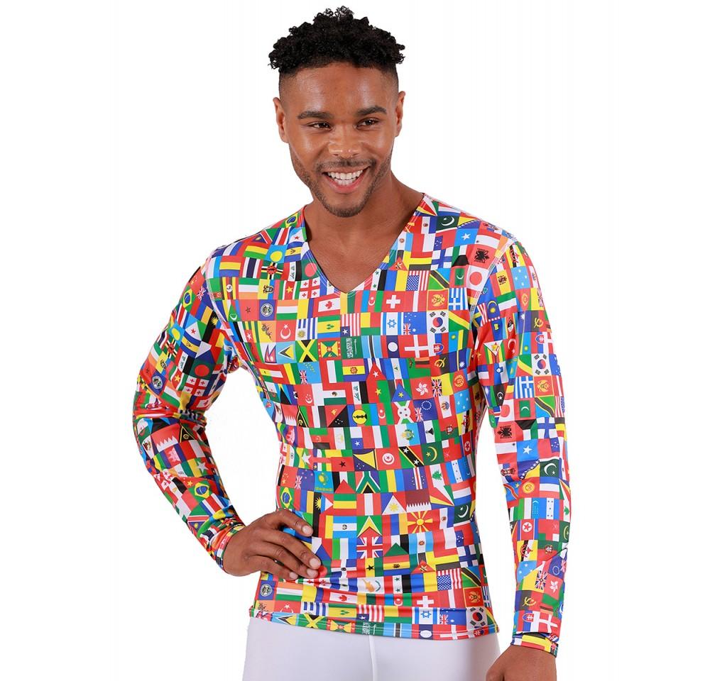 Insta Slim Big and Tall Flags Activewear Long Sleeve V-Neck shirt in various colors, showcasing its soft fabric and stylish design.