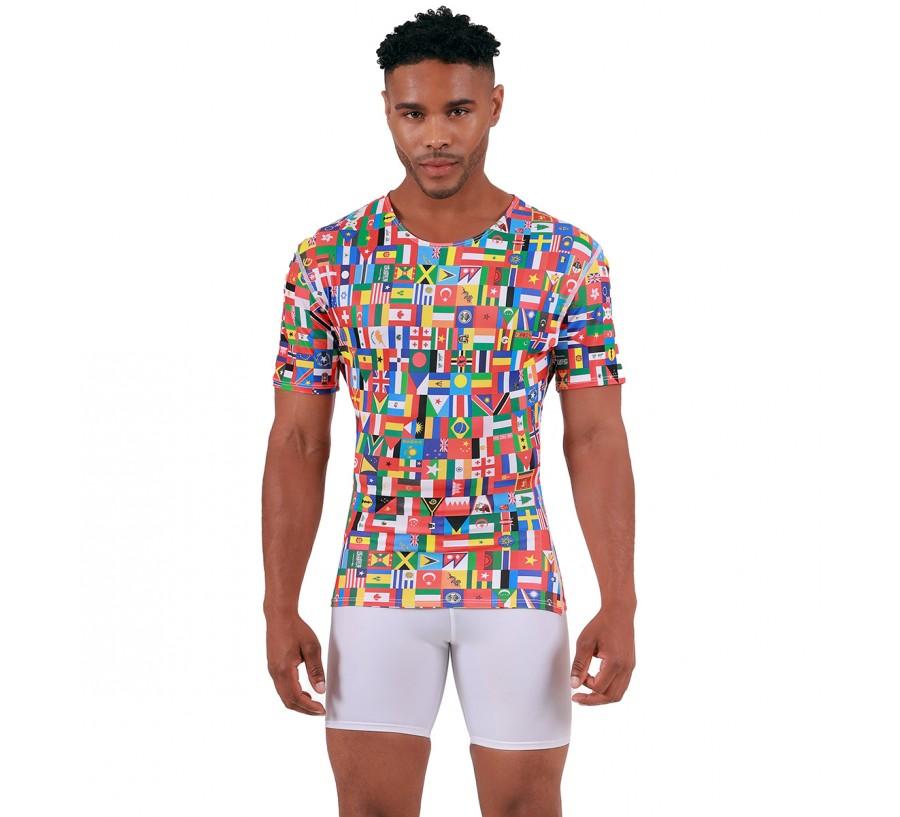 Insta Slim Big and Tall Flags Activewear Short Sleeve Crewneck in various colors and prints, showcasing its stylish design and comfortable fit.