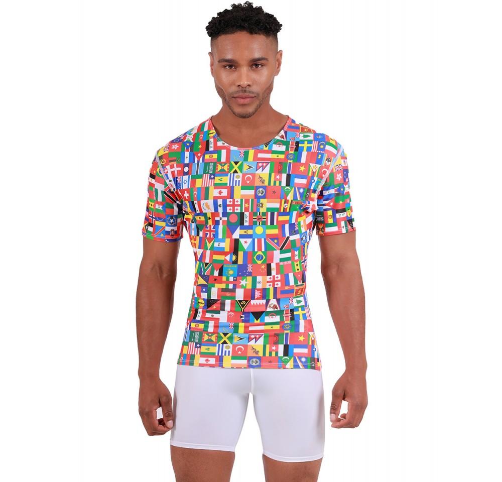 Insta Slim Big and Tall Flags Activewear Short Sleeve Crewneck in various colors and prints, showcasing its stylish design and comfortable fit.