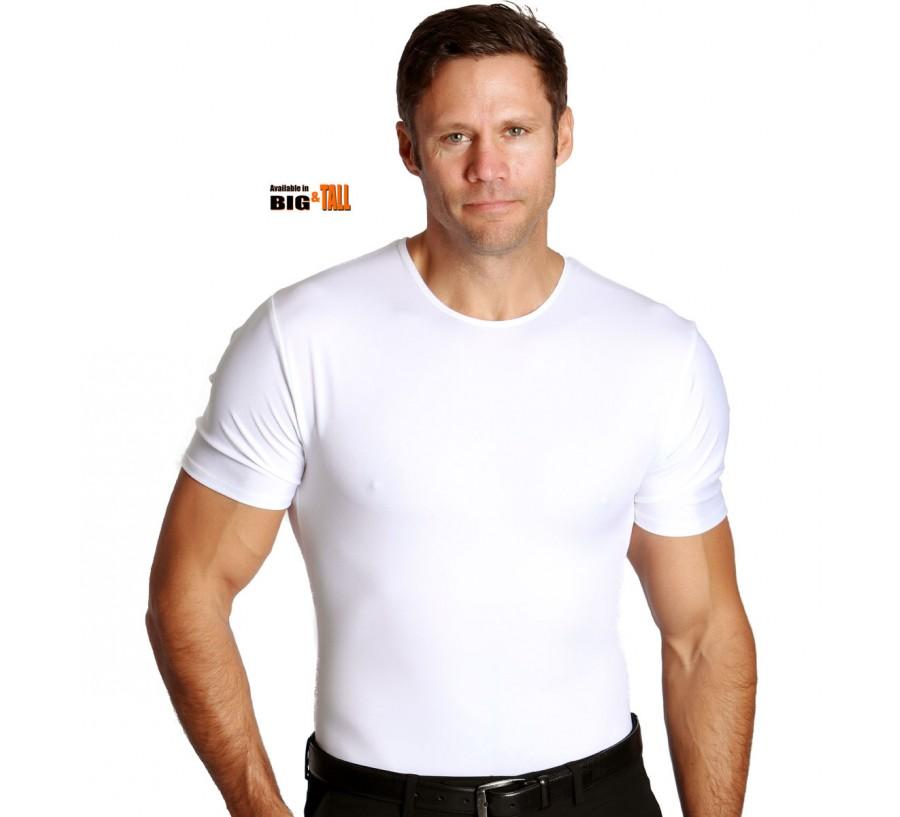 Insta Slim Big & Tall Compression Crew Neck Shirt in black, showcasing its sleek design and comfortable fit.
