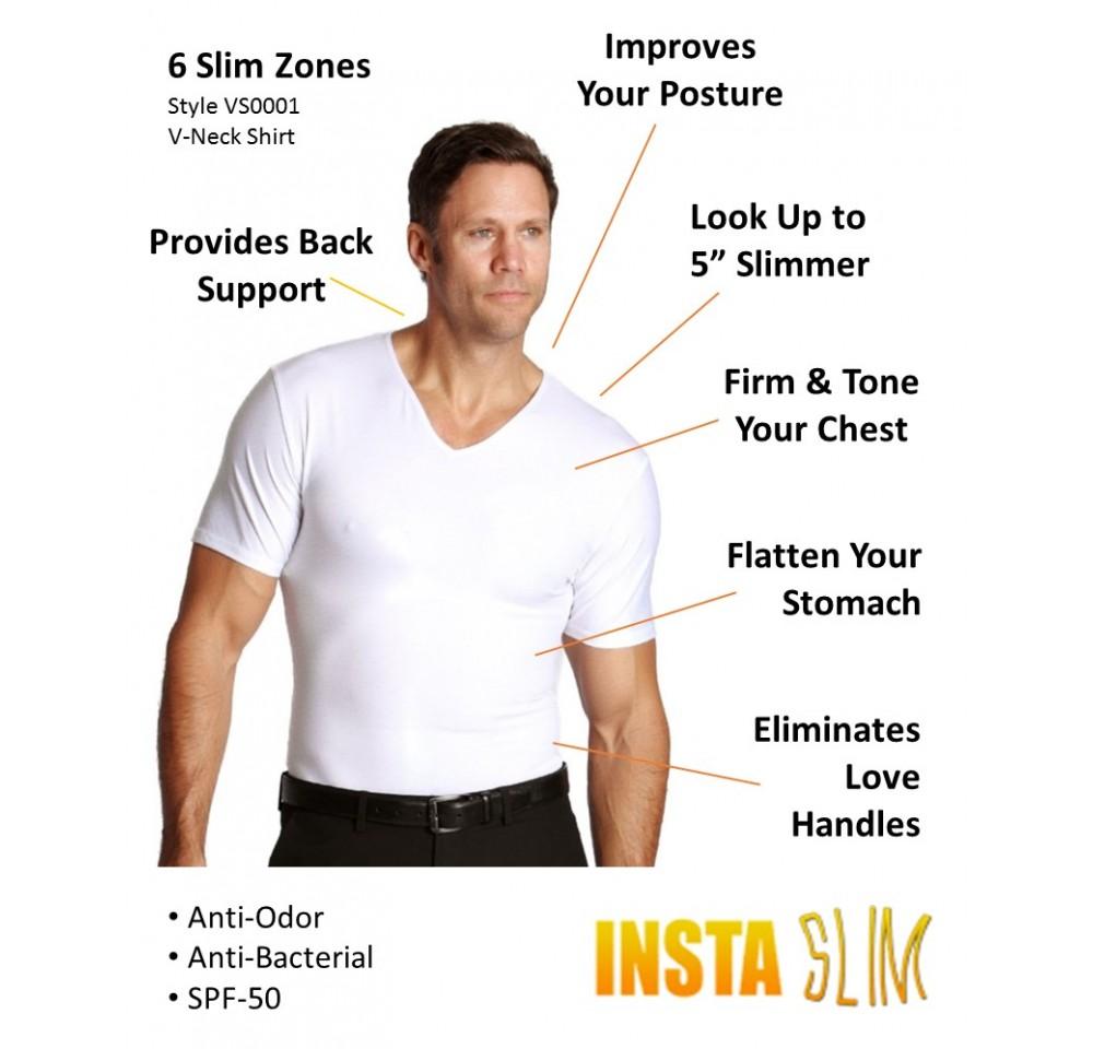 Insta Slim Big & Tall Compression V-Neck Shirt, showcasing its sleek design and comfortable fit, ideal for all-day wear.