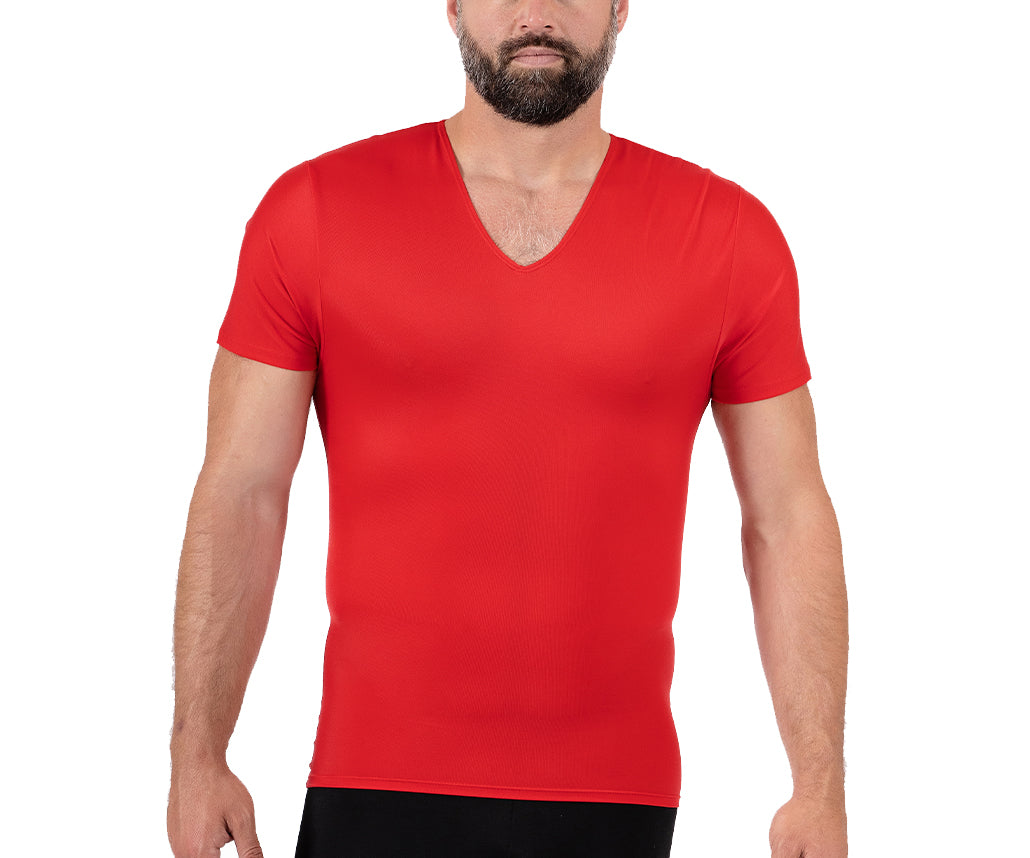 Insta Slim Big & Tall Compression V-Neck t-shirt in black, showcasing its sleek design and comfortable fit for active men.