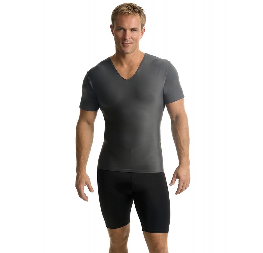 Insta Slim Big & Tall Compression V-Neck t-shirt in black, showcasing its sleek design and comfortable fit for active men.