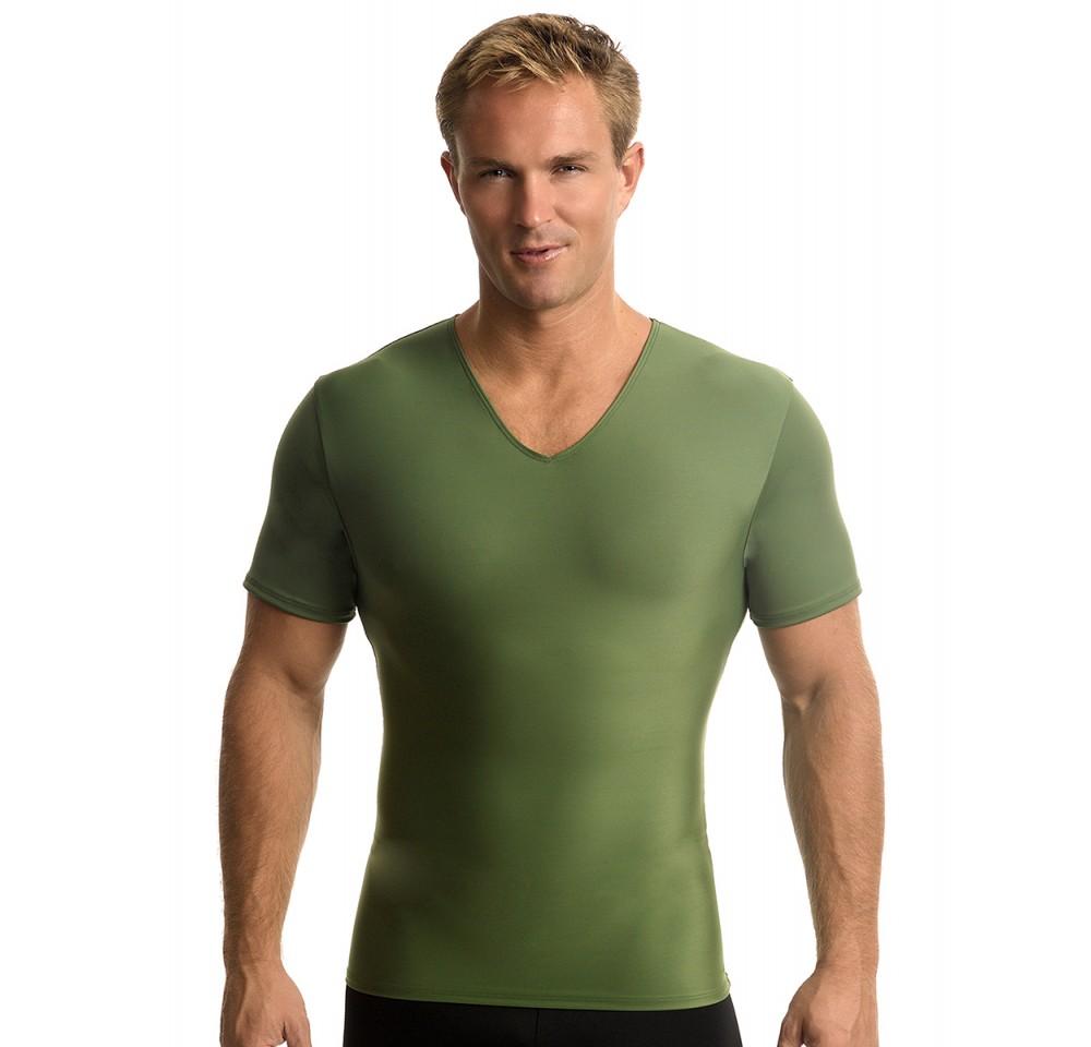 Insta Slim Big & Tall Compression V-Neck t-shirt in black, showcasing its sleek design and comfortable fit for active men.