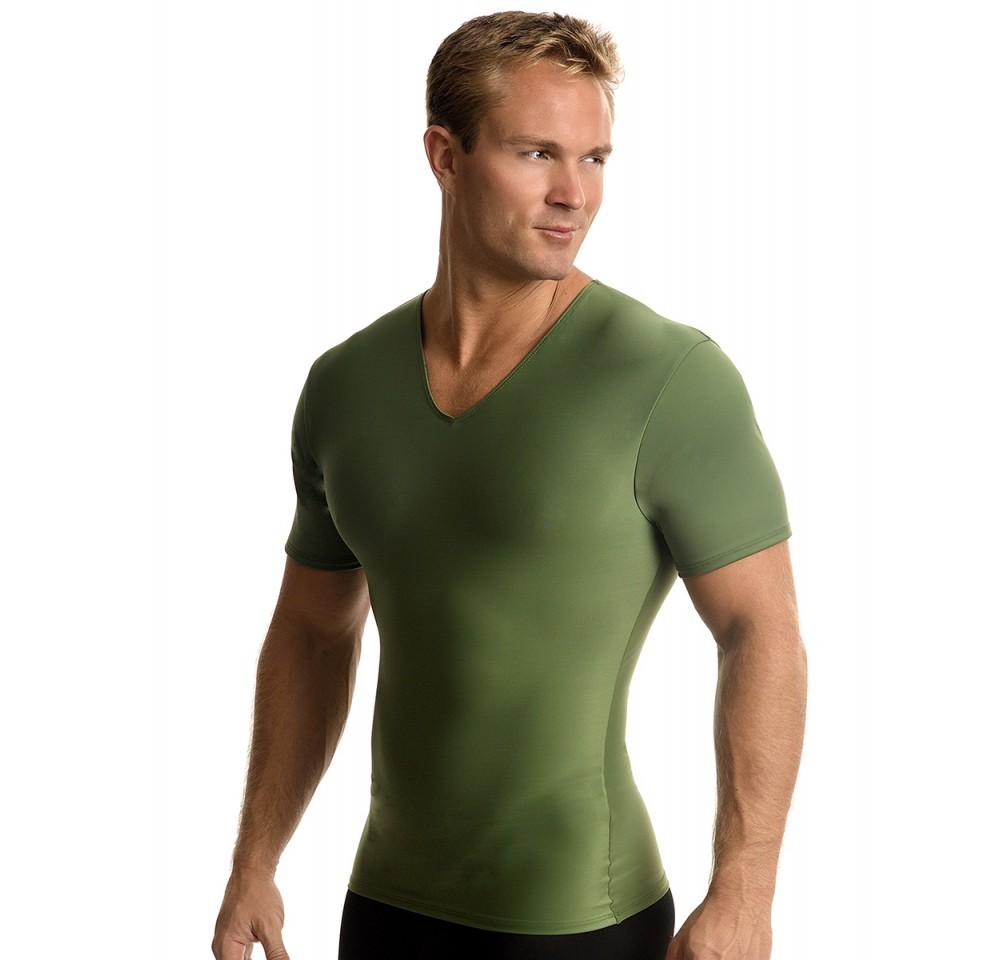 Insta Slim Big & Tall Compression V-Neck t-shirt in black, showcasing its sleek design and comfortable fit for active men.