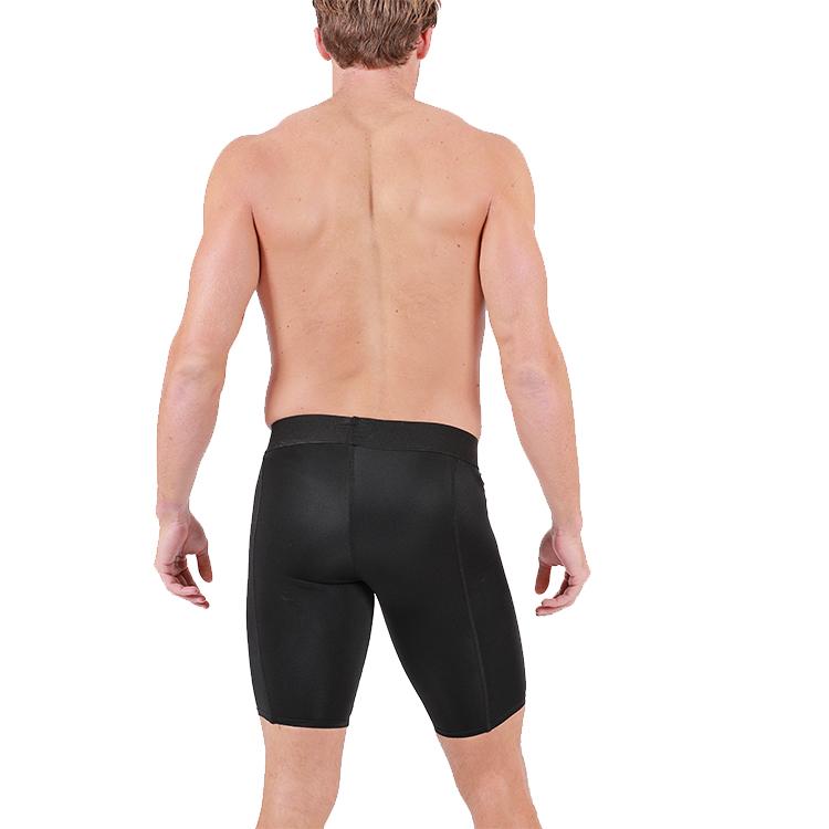 Insta Slim Compression Shorts for men with targeted support panels, featuring a stretch elastic waistband and flatlock seams for comfort and durability.