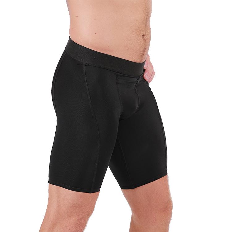 Insta Slim Compression Shorts for men with targeted support panels, featuring a stretch elastic waistband and flatlock seams for comfort and durability.