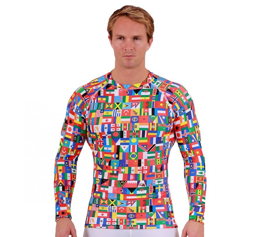 Insta Slim Flags Activewear Raglan Long Sleeve High Neck in various colors and prints, showcasing its stylish design and breathable fabric.