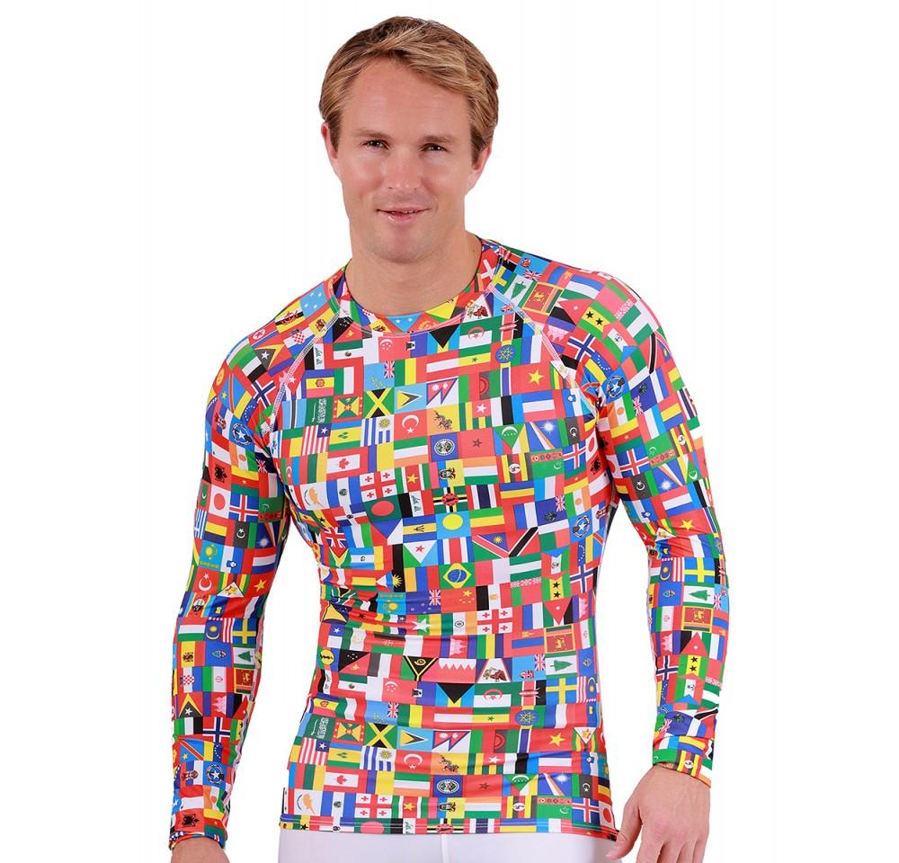 Insta Slim Flags Activewear Raglan Long Sleeve High Neck in various colors and prints, showcasing its stylish design and breathable fabric.