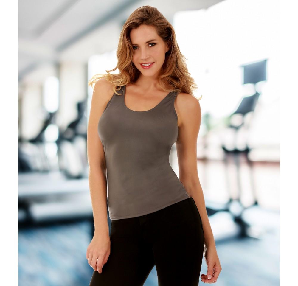 InstantFigure Activewear Compression Scoop Tank Top in various colors, showcasing its scoop neck design and compression fit.