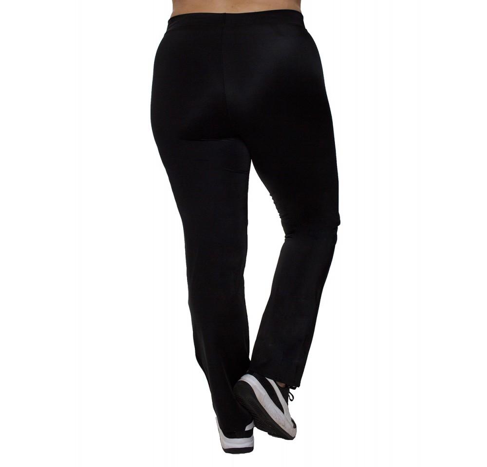 InstantFigure Curvy Activewear Compression Long Pant in classic black, showcasing a wide waistband and flexible fabric for comfort during workouts.