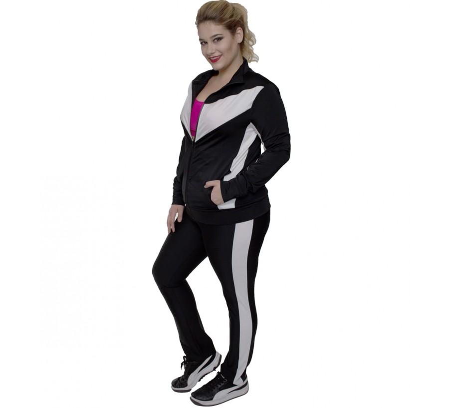 InstantFigure Curvy Plus Size Activewear Compression Block Pant in black and fuchsia with color block design, showcasing modern boot cut style.
