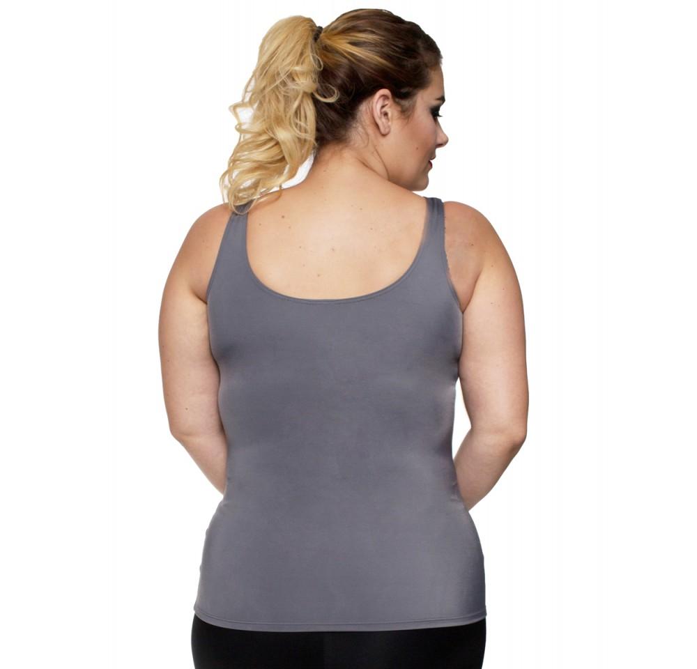 InstantFigure Curvy Plus Size Activewear Scoop Neck Tank Top in red, showcasing its flattering scoop neckline and supportive design.