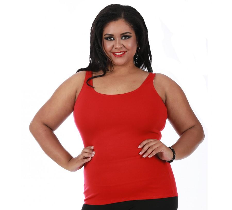 InstantFigure Curvy Plus Size Casual Scoop Neck Tank Top in a vibrant color, showcasing its scoop neckline and sleeveless design, perfect for layering.