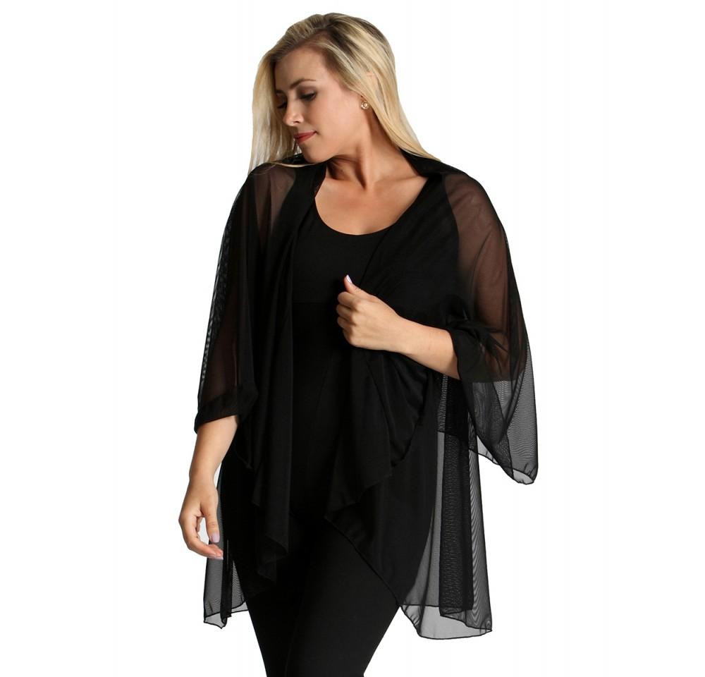 InstantFigure InstaWrap Sheer Mesh Long Shawl Coverup displayed elegantly, showcasing its versatility and soft fabric.