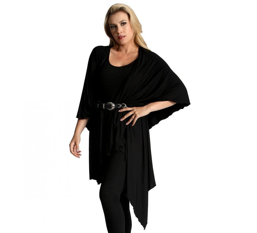 InstantFigure InstaWrap versatile short shawl with arm holes, showcasing its stylish design and multiple wearing options.