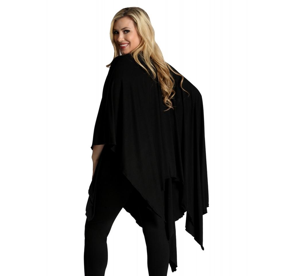InstantFigure InstaWrap versatile short shawl with arm holes, showcasing its stylish design and multiple wearing options.