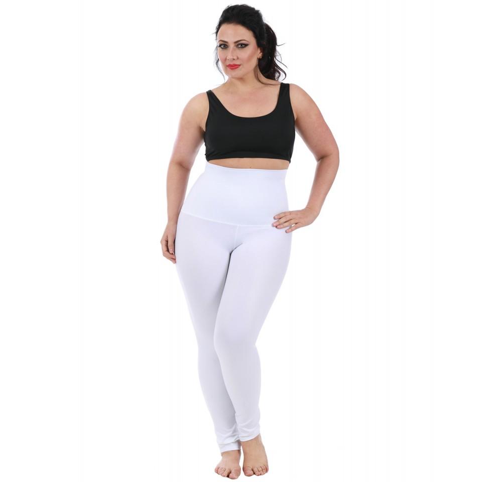InstantFigure Plus Size Hi-Waist Compression Leggings in black, showcasing high-waist design and elastic-free waistband for comfort.