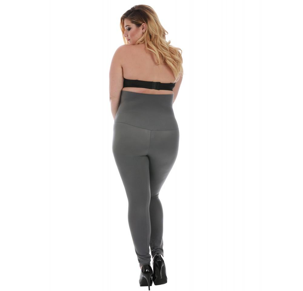 InstantFigure Plus Size Hi-Waist Compression Leggings in black, showcasing high-waist design and elastic-free waistband for comfort.