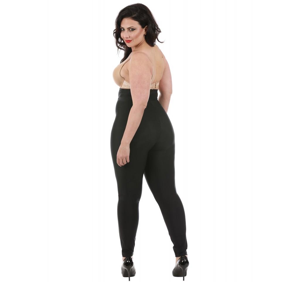 InstantFigure Plus Size Hi-Waist Tummy Control Leggings in black, showcasing seamless design and high-waist fit for tummy control.