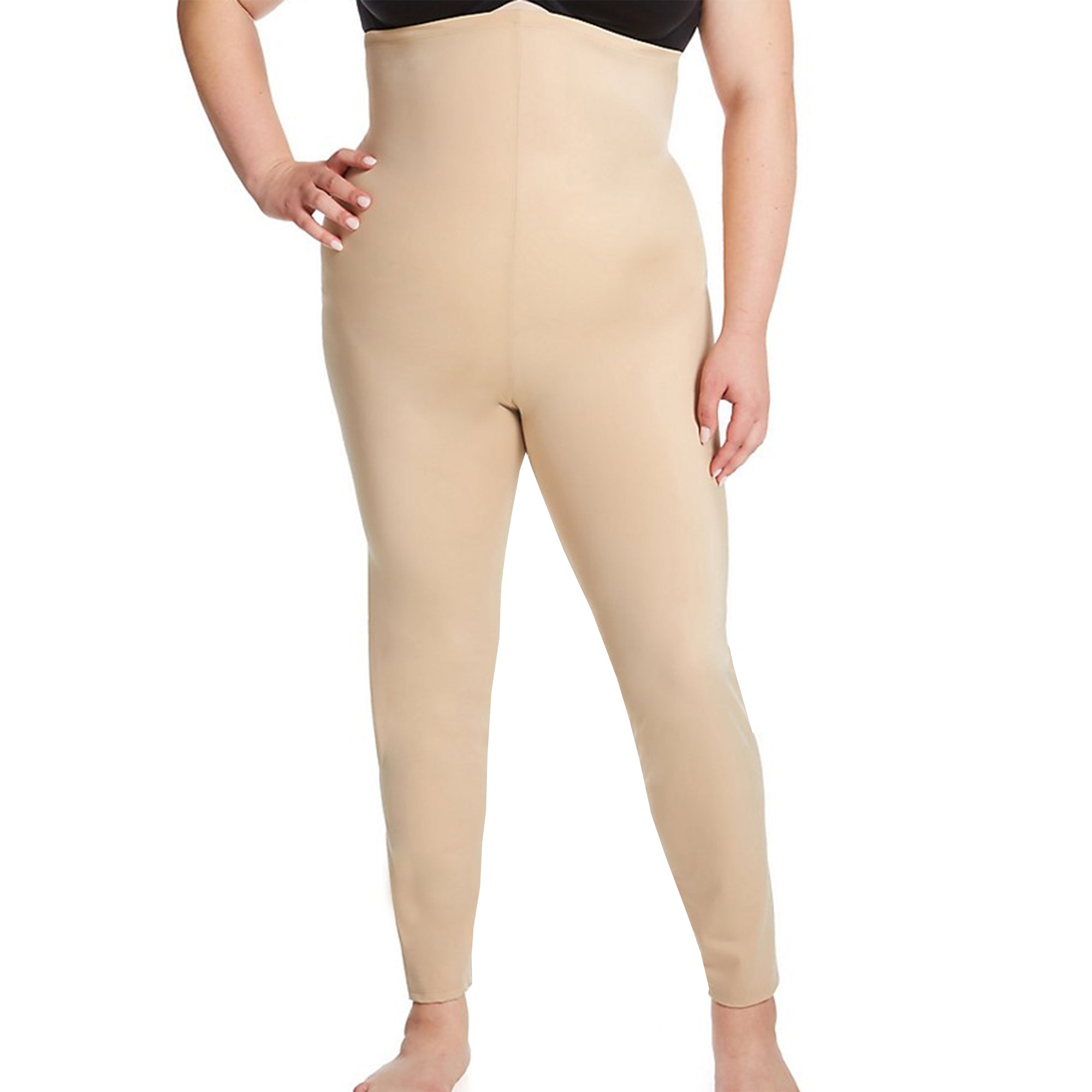 InstantFigure Plus Size Hi-Waist Tummy Control Leggings in black, showcasing seamless design and high-waist fit for tummy control.